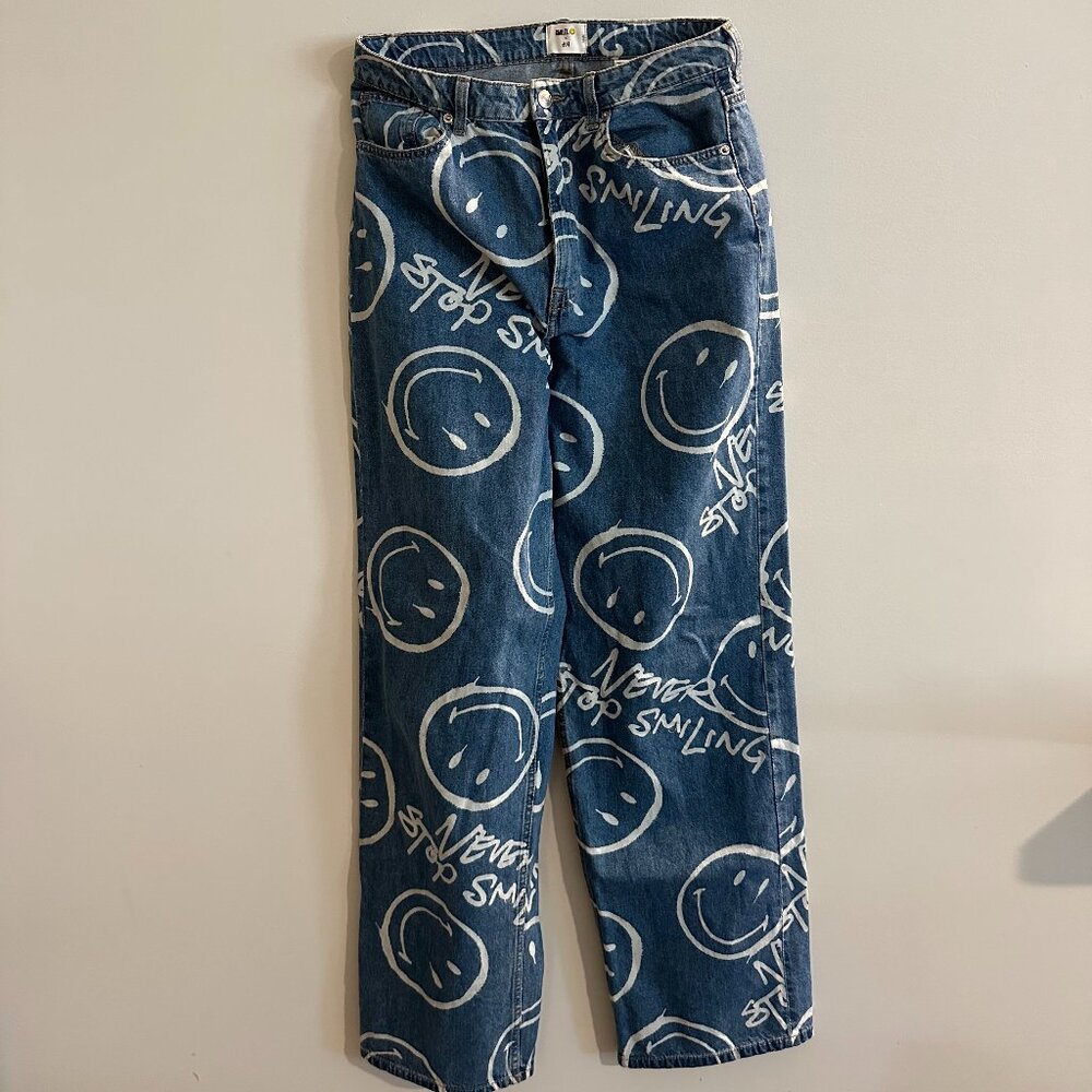 Smiley Face Graphic Denim Jeans